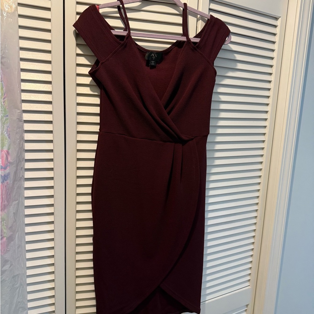 AX Paris Burgundy Cold Shoulder Mini Dress
